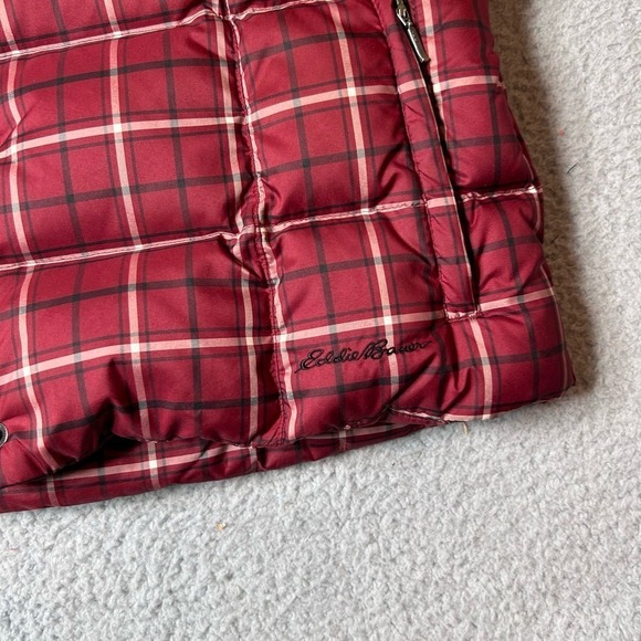 Eddie Bauer Vest Womens Large Red Premium Goose Down Quilted Puffer Full Zip - Picture 7 of 12